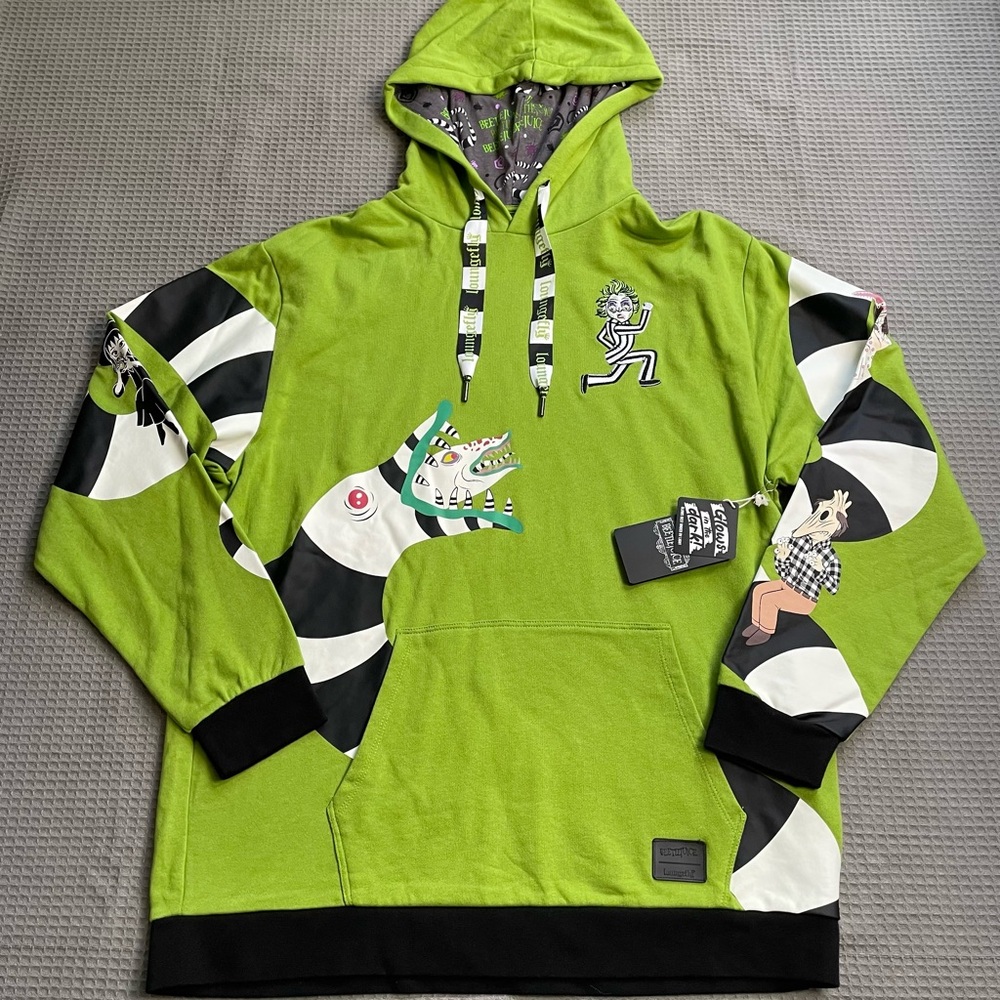 New Beetlejuice Loungefly Hoodie Adult Large Unisex Sandworm Glow In The Dark